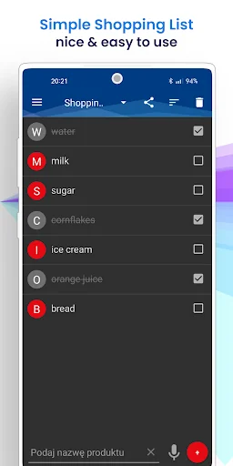 Simple shopping list screenshot 1