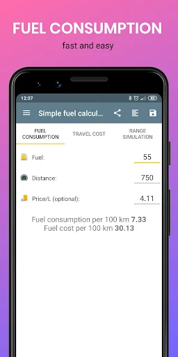 Simple fuel calculator screenshot 1