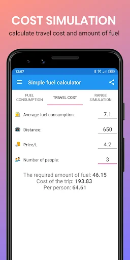 Simple fuel calculator screenshot 2