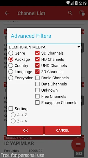 Turksat Frequency List screenshot 2