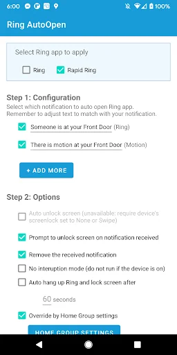 Ring Auto Open
