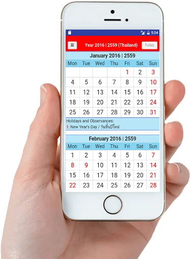 Thai Calendar 2024