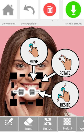Braces on teeth: Photo editor screenshot 1