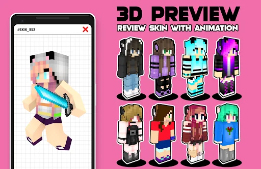 Cute Girl With Ears Skins screenshot 3