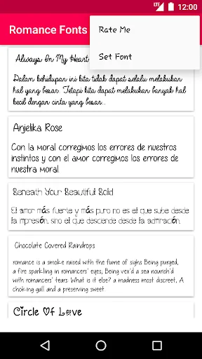 Romance Fonts screenshot 1