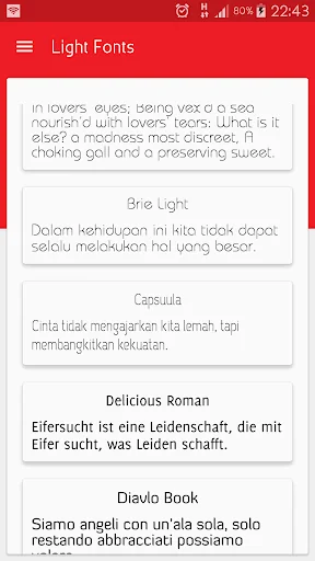 Light fonts for FlipFont screenshot 1