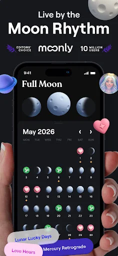 Moonly: Moon Phases & Calendar screenshot 1