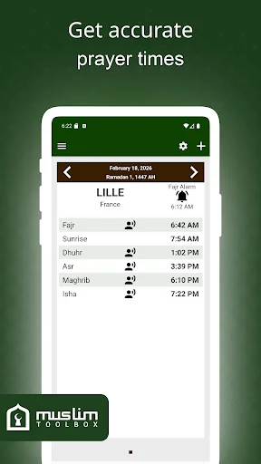 Prayer times: Qibla & Azan