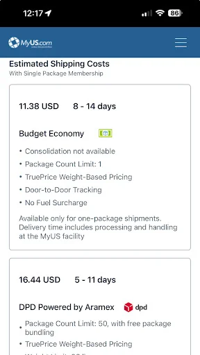 MyUS Global Shipping App screenshot 3