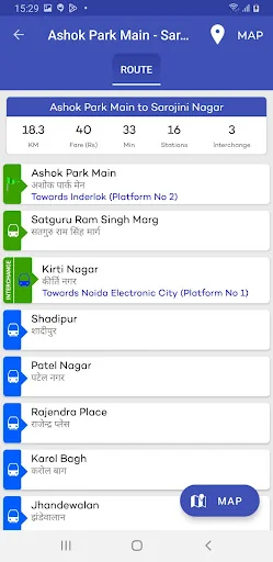 Metro Route & Map - Delhi screenshot 2