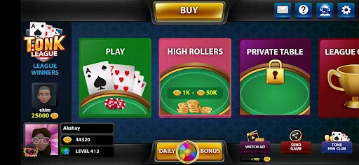 Tonk League Card Game
