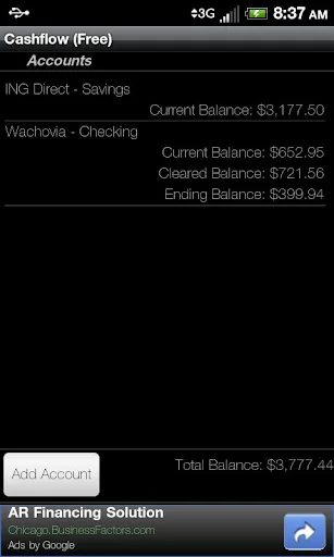 Cashflow screenshot 1