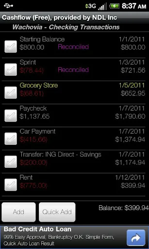 Cashflow screenshot 2