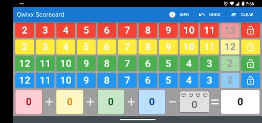 Qwixx Scorecard