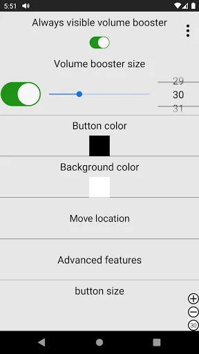 Always visible Volume Booster