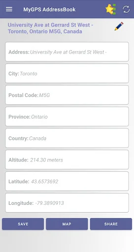 GPS Address Book