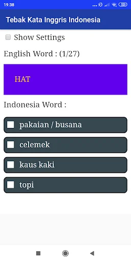 Tebak Kata Inggris Indonesia