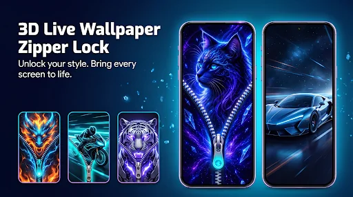 3D Live Wallpaper-Zipper Lock