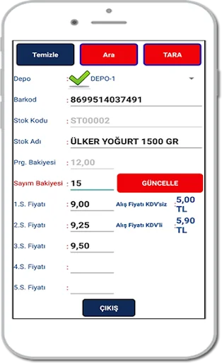 Pastel Stok Depo Sayım Program