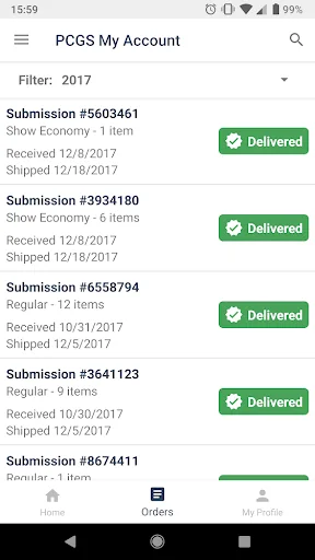 PCGS My Account - Orders, Show screenshot 3