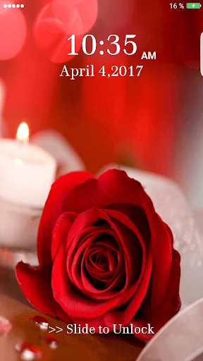 Red Rose Heart Pin Lock Screen