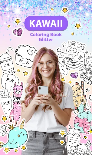 Kawaii Coloring Book Glitter