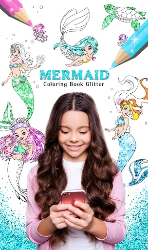 Mermaid Coloring Page Glitter