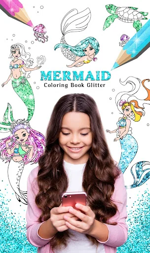 Mermaid Coloring Page Glitter