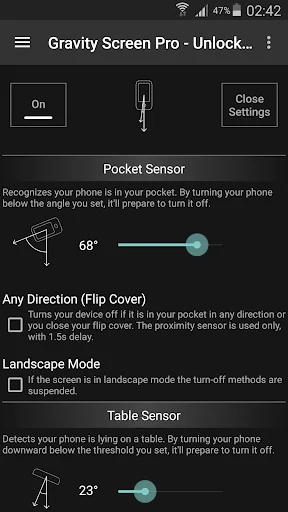 Gravity Screen - On/Off