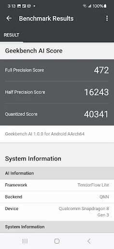 Geekbench AI screenshot 3