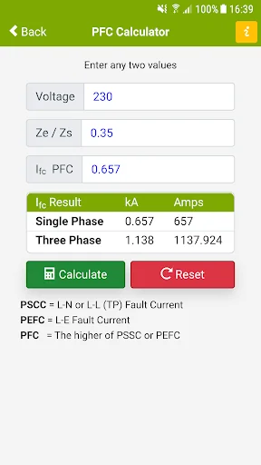 Fault Current Calculator PFC screenshot 2