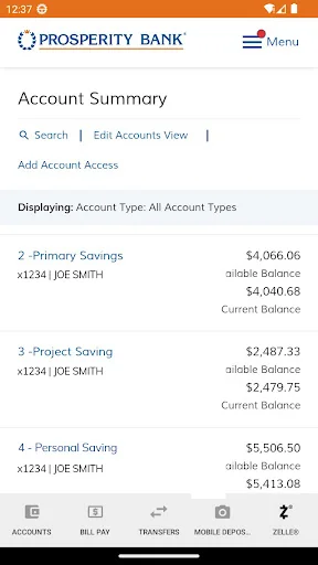 Prosperity Bank screenshot 2