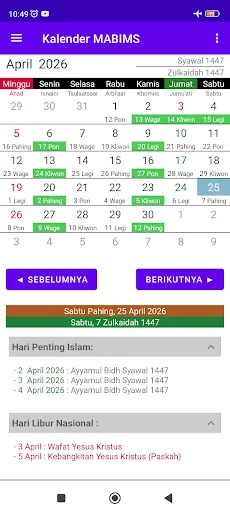 Kalender Puasa Wajib Sunnah