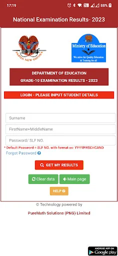 My PNG Exam Results screenshot 2