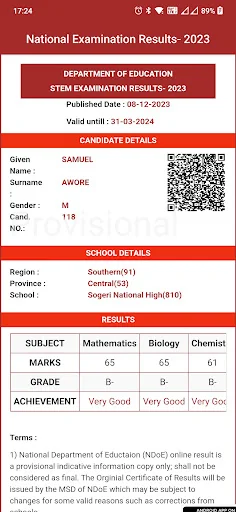 My PNG Exam Results screenshot 3
