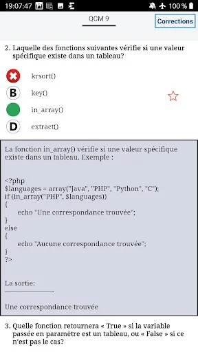 QCM PHP Entrainement avec expl
