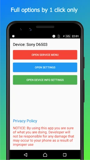 Service Menu for Sony Xperia