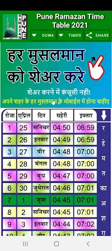 Pune Ramazan Time Table