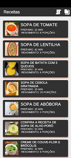 Receitas de Sopas Jantar
