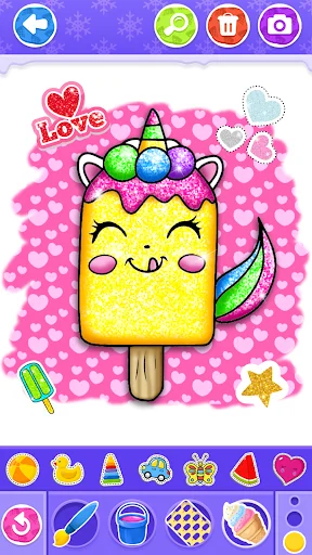 Glitter Ice Cream Coloring screenshot 2