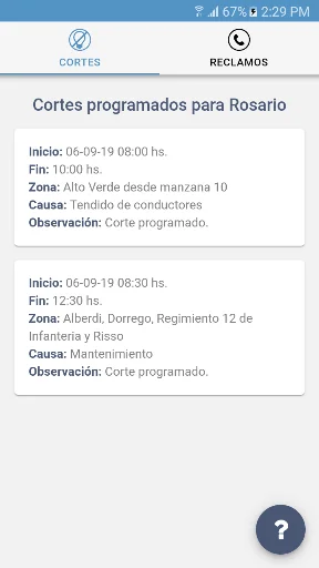 Cortes Programados Rosario