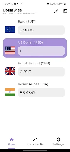 DollarWise Currency Converter screenshot 1