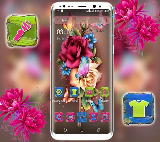 Rose Butterfly Launcher Theme screenshot 1
