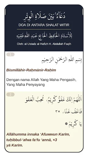 Doa Shalat Witir dan Terjemah