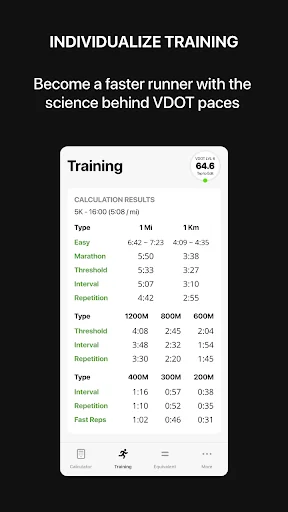 VDOT Running Calculator screenshot 2
