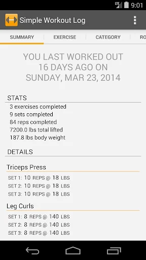 Simple Workout Log