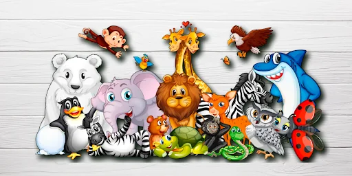 Kids puzzles, feed the animals