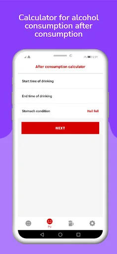Breathalyser BAC calculator screenshot 2