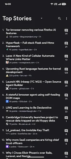 Harmonic for Hacker News screenshot 1
