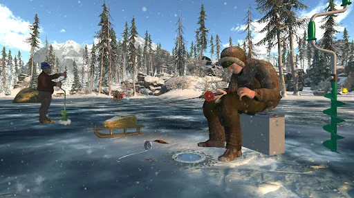 Ice fishing game. Catch bass.